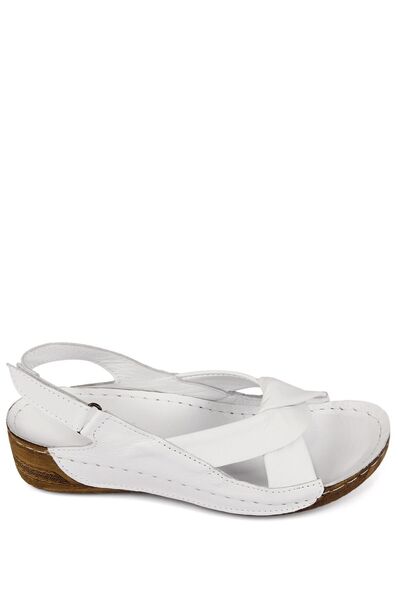 GÖNDERİ(R) Sandale cu pană pentru femei Gön din piele naturală albă 42304