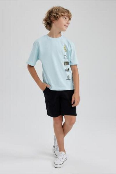 DeFacto Boy's Back Printed Oversize T-Shirt - Crew Neck, Short Sleeve A6404a823sm