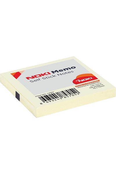Noki Memo 75 X 75 mm Yellow Adhesive Note Paper 100 Sheets (Pack of 12)