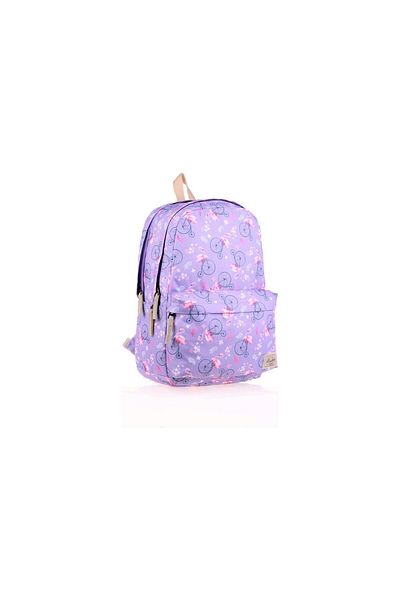 KAUKKO Nature Lilac Flamingo Backpack for School