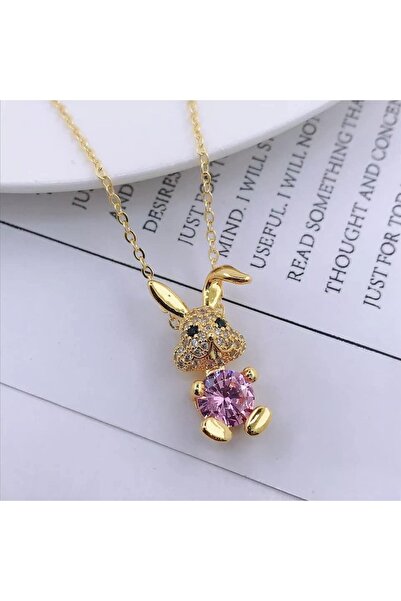 ESJ Paslanmaz Çelik Sevimli Tavşan Çocuk Kolye 64 45 Cm