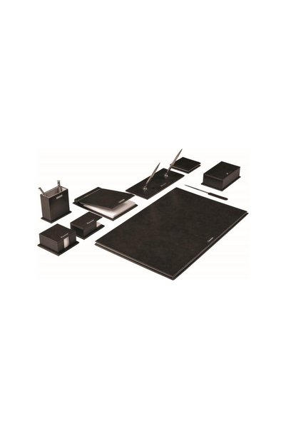 Gıpta Desk Mat Set 10 Piece Center Plain Black 10 Piece Luxury Desk Mat Set