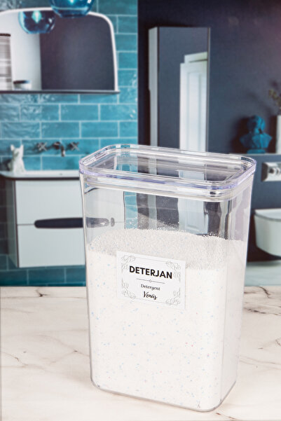 Karçiçeği Home 3'lü Ölçekli Etiketli Deterjan Renkliler - Beyazlar - Tablet Kavanozu Kutusu Düzenleyici 2 LT