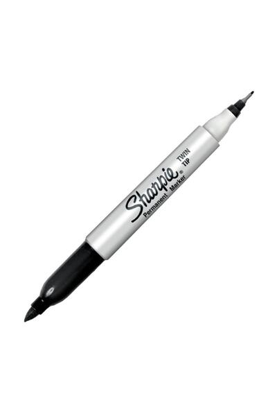 Sharpie قلم تحديد دائم مزدوج الأطراف باللون الأسود (صندوق واحد مكون من 12 قطعة)