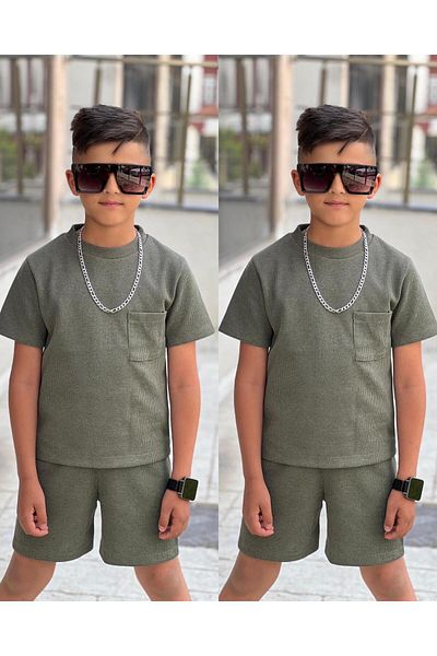 renkli diyar Boy's Short Sleeve T-shirt and Shorts Set - Set of 2