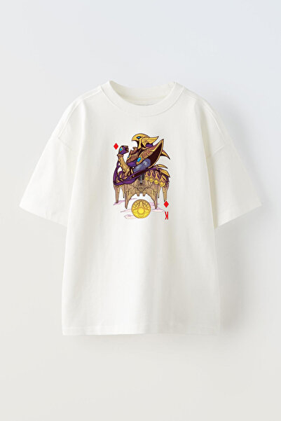 NMG TEKSTİL Azir Lol Printed Unisex White Oversize Cotton T-shirt