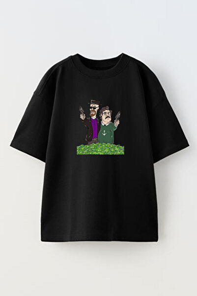 NMG TEKSTİL تي شيرت بابلو إسكوبار منقوش باللون الأسود للجنسين