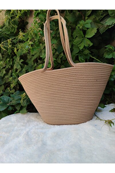 BHR Creative Τσάντα παραλίας - Φυσικό πλεκτό στο χέρι από ψάθι γιούτας