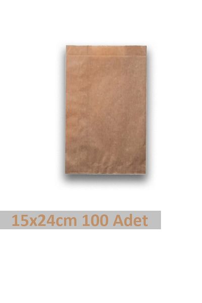 OLİ Art 15x24cm Kraft Closed Paper Bag - 100 Pieces Side Gusset Packaging Gift Package