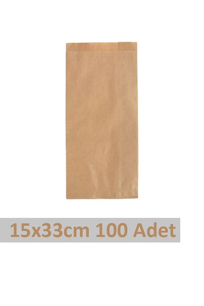 OLİ Art 15x33cm Kraft Closed Paper Bag - 100 Pieces, Side Gusset Packaging Gift Package