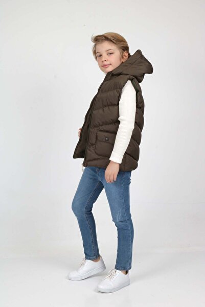 Buket Tekstil Khaki Puffer Vest for Boy - with Pocket Detail and Extra Fiber Filling