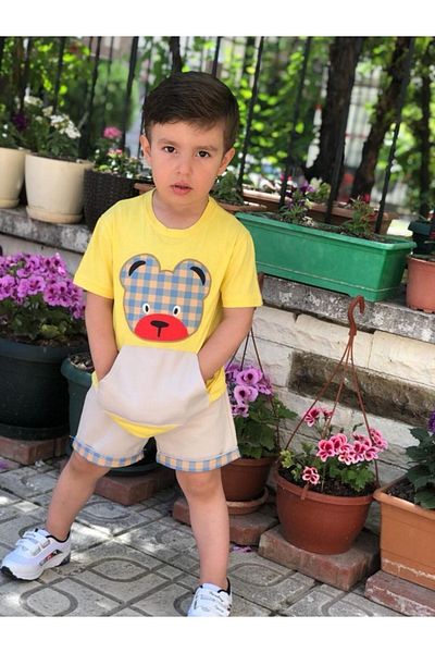 Ysferbutik Teddy Bear Boy Shorts Top and Bottom Set