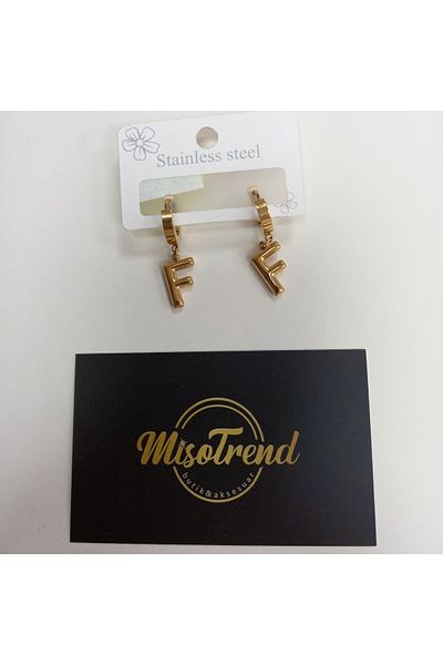 miso aksesuar takı Misotrend Steel F Letter Balloon Earrings - Single Pack