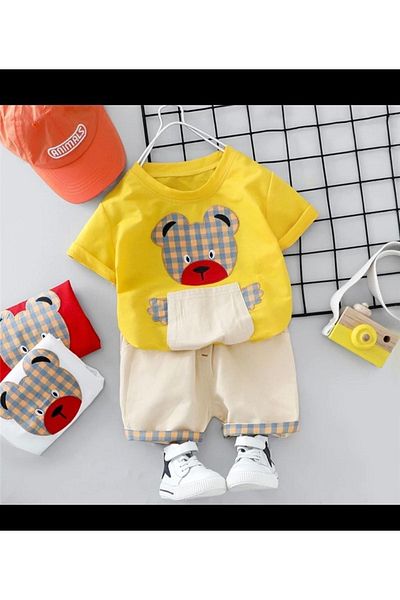 Ysferbutik Teddy Bear Boy Shorts Top and Bottom Set