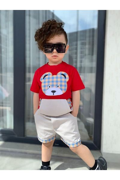 YUSUF Boy's Shorts Set with Teddy Bear