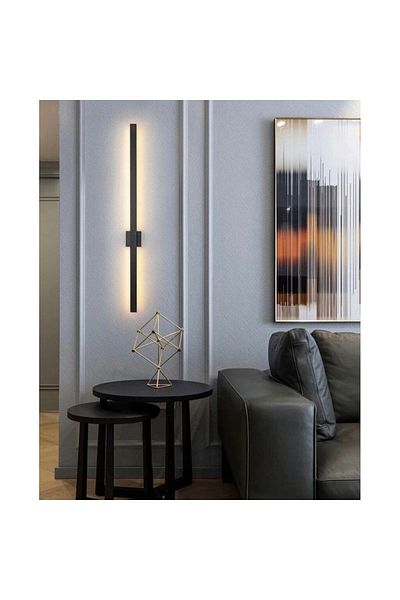 LIGHTMORE 70 Cm Black Texture Sword Led Wall Sconce - Modern Decorative, Filled Profile