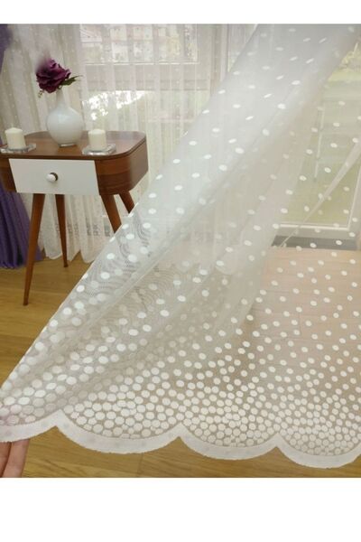 AleynaHome Polka Dot Lace Tulle Curtain Sparse Pleat