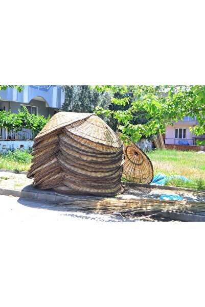 Genel Markalar Kahverengi 2 metre çapında hasır semsiye, 10'lu paket, şık ve ...