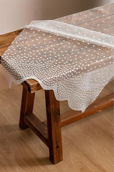 AleynaHome Polka Dot Lace Tulle Curtain Sparse Pleat