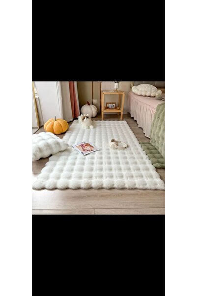 BALADI HOME Bubble Tavşan Serisi Yumuşacık Tavşan Tüyü Kaymaz Taban Peluş Halı