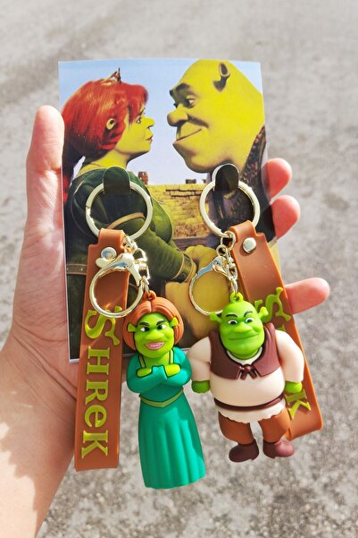 SARANG Shrek ve Fiona Love Özel Ambalajlı 2’li 3D Anahtarlık Seti Büyük Boy