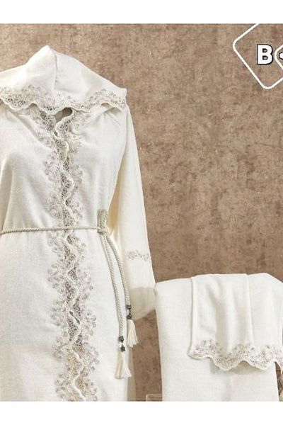 BALADI HOME Σετ γυναικείο μπουρνούζι από μπαμπού FransIz Lace Luxury
