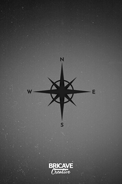 Bricave Pusula - Yönler Araba Motosiklet Cam Etiket Sticker 14x14cm