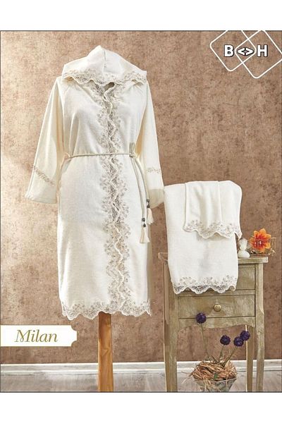 BALADI HOME Σετ γυναικείο μπουρνούζι από μπαμπού FransIz Lace Luxury