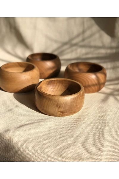 BÜYÜLÜ HOME 4-Piece Natural Wooden Snack Bowl Home Cafe Restaurant Pub Coffee Side Turkish Delight Holder Chips Snack Bowl Organic