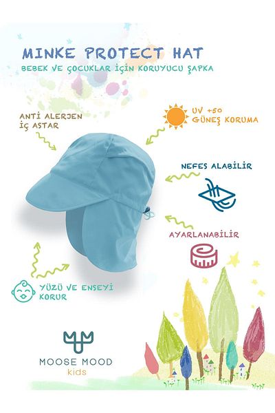 Moose Mood Minke Neck Protection Halter Neck Sunscreen Anti-Sweat Baby Hat