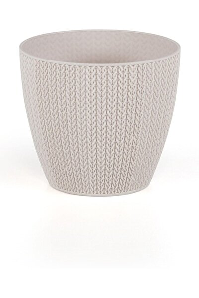 SERİNOVA Sümela Saksı 1.4 Litre | Hasır Örgülü Desenli 1,4 Lt Beyaz