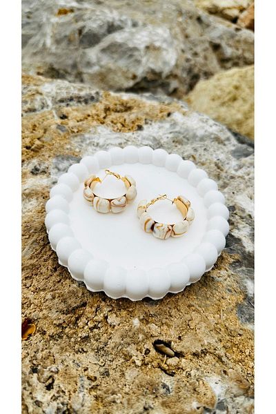 Rüya Cream Color Hoop Earrings