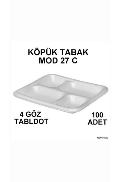 FİGANLAR 100 Pieces 4 Compartments - Eyed, Thick Unbreakable Foam Tablod, for Mevsid