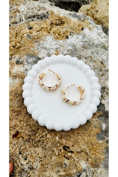 Rüya Cream Color Hoop Earrings
