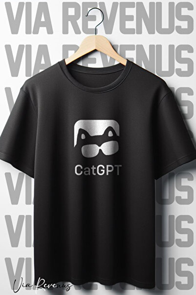 Vordevia Imprimat CatCPT - Tricou supradimensionat cu decolteu rotund