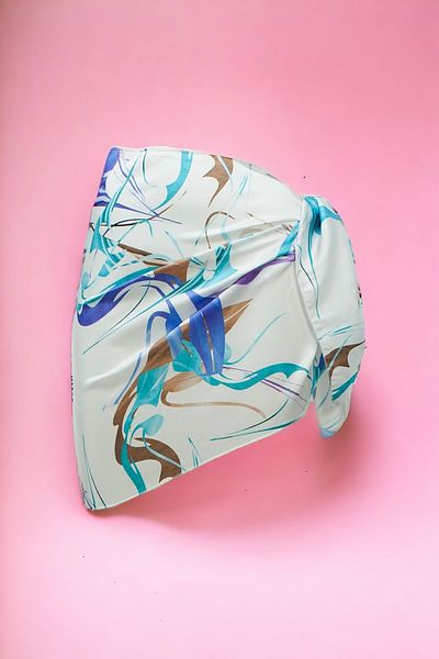 pistore New Season - White Turquoise Tie-dye Patterned Satin Women's Beach Dress