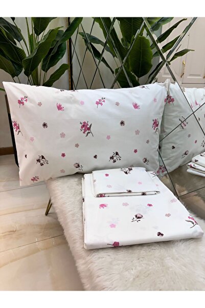 micoton Double Patterned Cotton 100% Elasticless Sheet and Pillow Set