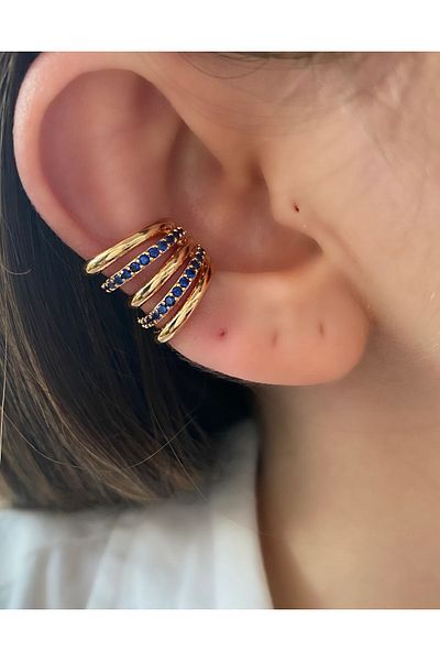Pinery Jewels Women's Big Earcuff Stone 5 Rows Cartilage Earrings