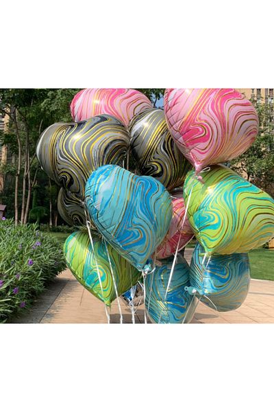aşkın concept 18 Inch 45 cm Marble Patterned Foil Balloon - Heart Shaped