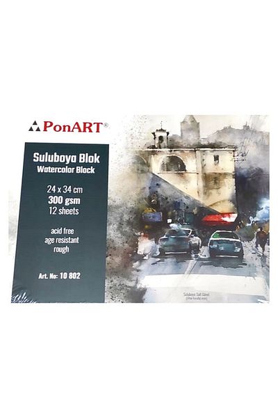 Ponart Watercolor Block - 300 gr, Rough 24x34 cm, 12 yp