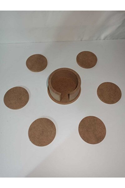 Hobi Dünya Ahşap Boyanabilir Ham Mdf Dekoratif Bardak Altlığı 6’lı