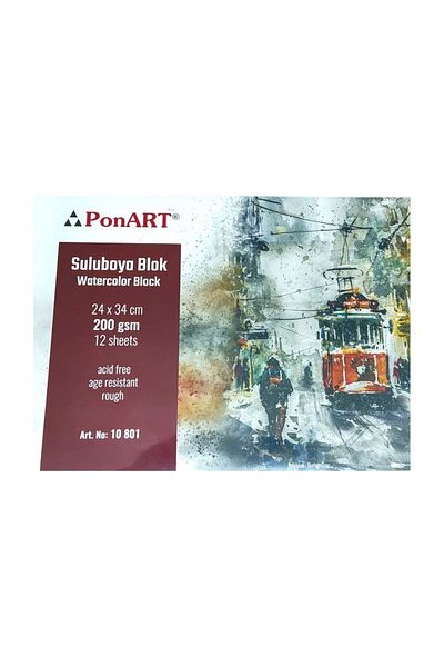 Ponart 200 gr Rough Watercolor Block - 24x34 cm, 12 yp