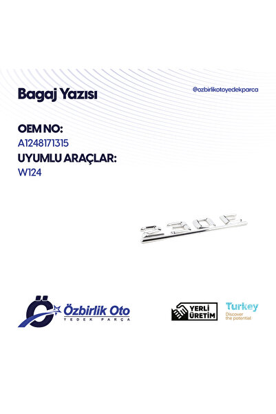 MERCEDES W124 230E BAĞAJ TİP YAZISI MERCEDES BENZ