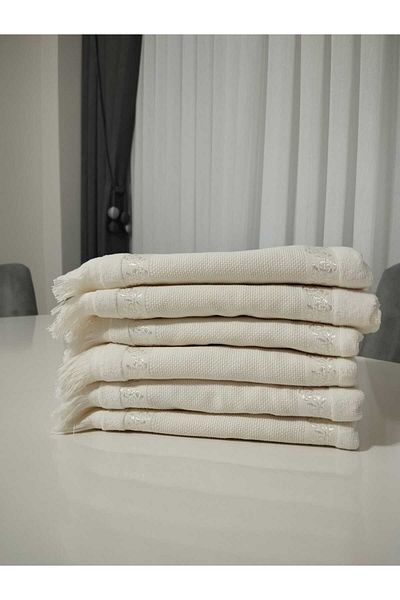 HMZ FİESTA 50X90 - Σετ 6 πετσετών κεντημένες με εταμίνη, πετσέτες με καναβέ και κεντημένες πετσέτες με εταμίνη