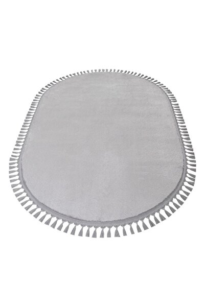 Valery Home Vl Comfort Oval Ponpon Saçaklı Peluş Halı Gri