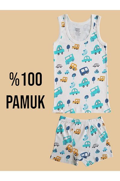 Çamaşır Bahçesi Set boxer sportiv pentru băieți - 100% bumbac, cu model de mașină, imprimat