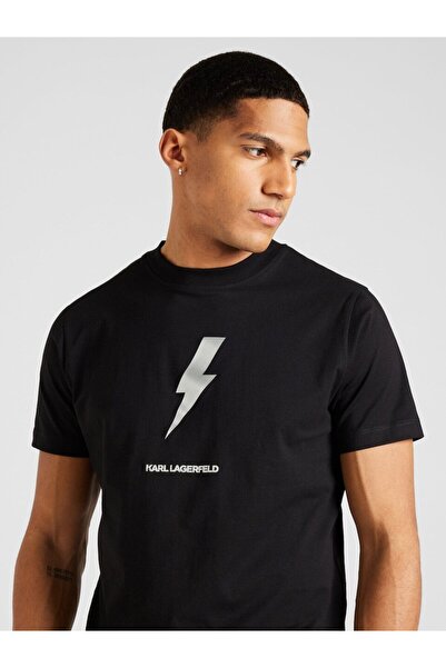 Karl Lagerfeld Tunderbolt Patterned Cotton T-shirt