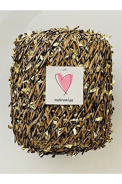 Makromİps Premıum Metalik Confeti Kâğıt Rafya Ip(50GR/M -5)simli Parlak Abiye Polyester Çanta Şapka Örgü Ipi