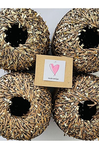 Makromİps Premıum Metalik Confeti Kâğıt Rafya Ip(50GR/M -5)simli Parlak Abiye Polyester Çanta Şapka Örgü Ipi