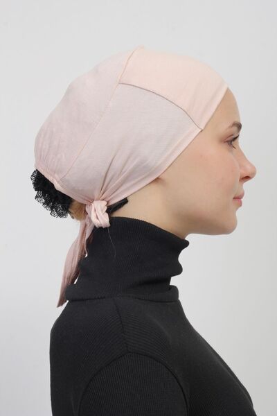 manolyaşal islamic hijab Pratik Dikişsiz Bağlamalı Kaymayan Tesettür Bone-pudra